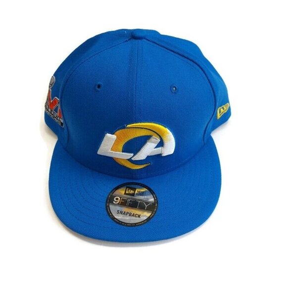 9Fifty New Era Super Bowl LVI Champions Los Angeles Rams Snapback Hat Cap Blue - Picture 1 of 7